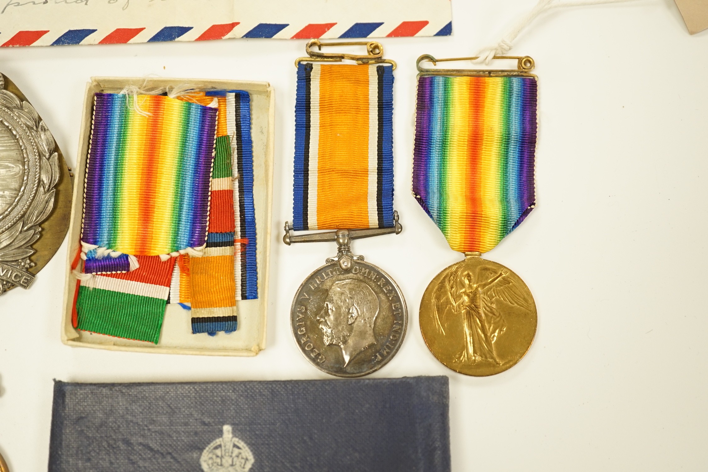 WWI medal group awarded to S. LT. H. S. R. BURGESS. R. N. V. R. and associated material including continuous certificate of discharge, authority to wear war medals, Mine Clearance etc.